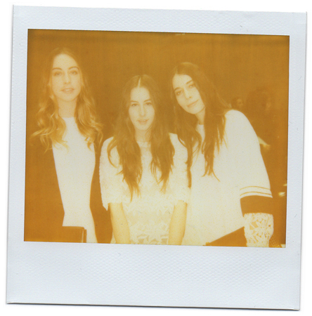 Polaroid picture of American pop rock band Este, Danielle and Alana Haim by fashion photographer Antonio Barros