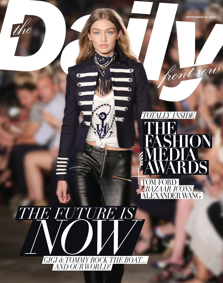 Cover of Daily Front Row magazine with Gigi Hadid. Antonio Barros photographe mode Paris